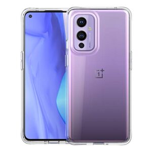 clear protective case for oneplus 9 case shockproof [hard pc back+soft tpu bumper] [anti-yellowing] [support wireless charging] protective phone case cover for oneplus 9, transparent clear