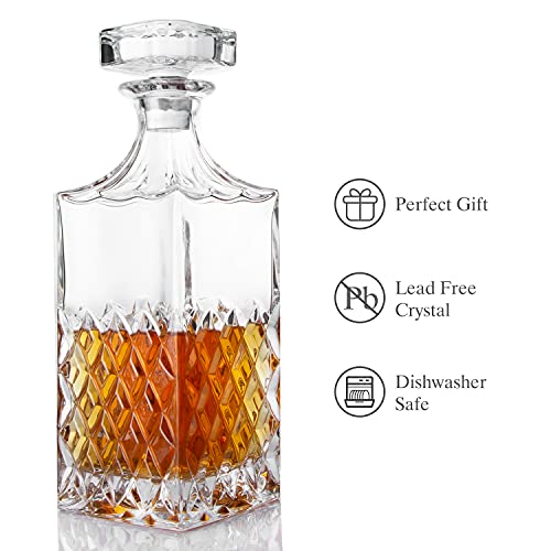 Lighten Life Whiskey Decanter,29oz Crystal Decanter with Glass Stopper,Liquor Decanter in Gift Box,Premium Vodka Decanter for Whiskey,Bourbon,Scotch,Liquor