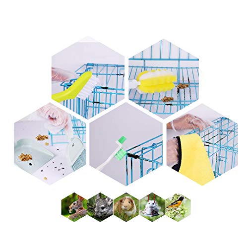 UNMOT Pet Cage Cleaner Set for Rabbit Cages Guinea Pig Hamster Cat Ferret Birds Parrot Chinchilla for Small Animals Pet Playpen Bedding Cleaning Brush Dustpan and Broom Foam Sponge