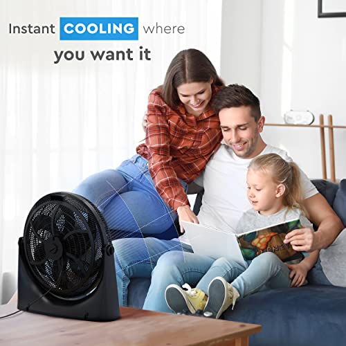 Comfort Zone PowrCurve CZHV201BK 20” 3-Speed High-Velocity Wall-Mountable Floor Fan with 180-Degree Adjustable Tilt, 6 Fan Blades (Bracket Included), Black