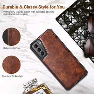 LOHASIC for Galaxy S21 Case 5G, Premium Leather Luxury PU Non-Slip Grip Rugged Bumper Shockproof Full Body Protective Cover Men Women Phone Cases for Samsung Galaxy S21 6.2 inch (2021) - Brown