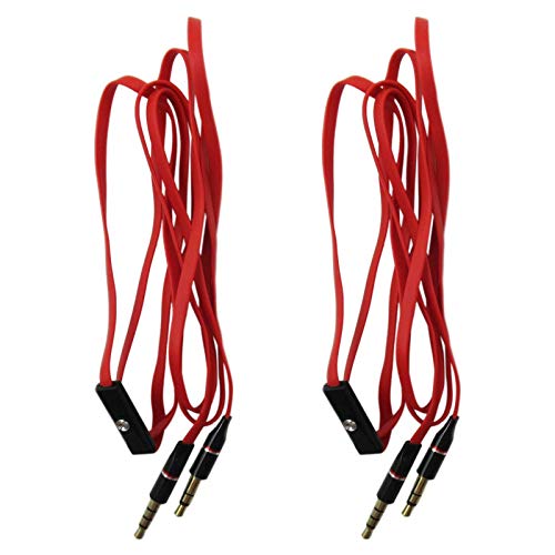 Gxcdizx 2Pcs Red Audio Cable 3.5mm Cord for with in Line Mic for Skullcandy Crusher Headphones