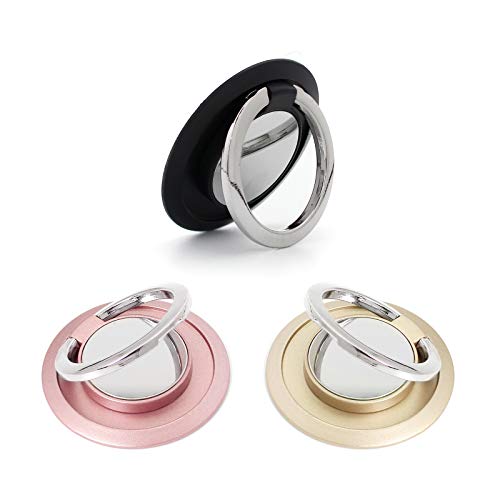 3 Pack Ultra Thin Cell Phone Ring Holder Finger Kickstand, 360 Rotation Finger Stand Grip Loop, Compatible with iPhone and All Android Phone(Rose Gold, Gold, Black)