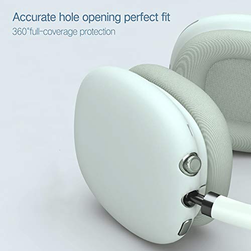 PERFECTSIGHT Earpads Cushions Protectors Cover Case, Soft Silicone Ear Pads Cup Compatible with AirPods Max Headphones, Anti-Scratch, Dust-Proof, Anti-Skid (White)