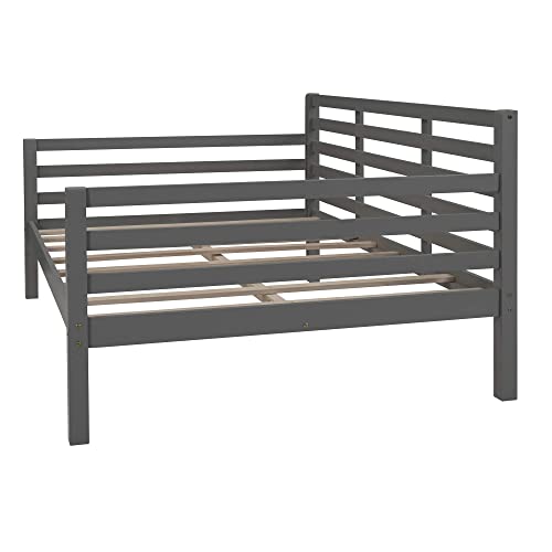 LXBB Wooden Full Size Daybed with Clean Lines,Multi-Functional Sofa Bed Frame with Wood Slat Support for Kids Teens Girls Boys, Bedroom Guest Room,No Spring Box Needed (Full, Gray), Grey