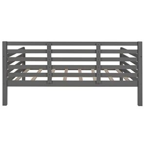 LXBB Wooden Full Size Daybed with Clean Lines,Multi-Functional Sofa Bed Frame with Wood Slat Support for Kids Teens Girls Boys, Bedroom Guest Room,No Spring Box Needed (Full, Gray), Grey