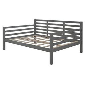 LXBB Wooden Full Size Daybed with Clean Lines,Multi-Functional Sofa Bed Frame with Wood Slat Support for Kids Teens Girls Boys, Bedroom Guest Room,No Spring Box Needed (Full, Gray), Grey