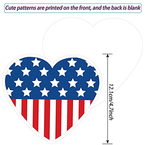 Whaline 48Pcs 4th of July Cut-Outs Patriotic American Flag Cut Outs with 100pcs Glue Points Cartoon Stars Stripes Heart Firework Paper Cut-Outs for Independence Day Classroom Bulletin Board Decor