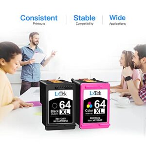 LxTek Remanufactured Ink Cartridge Replacement for HP 64XL 64 XL to use with Envy Photo 7958e 7155 7855 6255 7120 6252 6220 6230 6258 7158 7130 7132 7164 7858 7255e 7955e Printer(1 Black,1 Tri-Color)