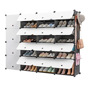 aeitc 64 pairs shoe rack organizer shoe organizer expandable shoe storage cabinet narrow standing stackable space saver shoe rack for entryway, hallway and closet
