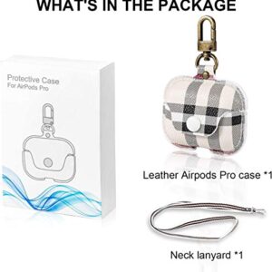 AirPods Pro Case Cute with Keychain Leather Protective Shockproof AirPods 3 Case Cover for Apple AirPods Pro Charging Case - Girl and Women Gift (B)