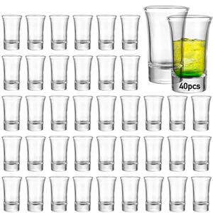 aoeoe 40 pack shot glass bulk set with heavy base, 1.5 ounce whiskey shot glasses, clear shot glass set, round shot glasses bulk, small glass shot cups for vodka, whiskey, tequila, espresso, liquor