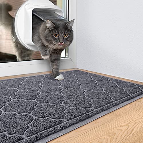 LuxStep Door Mat Large 24x36 Inch Indoor Outdoor Doormat, Non-Slip Low-Profile Design Floor Mat, Durable Trap Dirt and Dust Front Door Welcome Mat for Entryway,Patio,Garage,High Traffic Areas, Grey