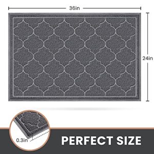 LuxStep Door Mat Large 24x36 Inch Indoor Outdoor Doormat, Non-Slip Low-Profile Design Floor Mat, Durable Trap Dirt and Dust Front Door Welcome Mat for Entryway,Patio,Garage,High Traffic Areas, Grey