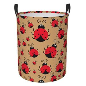 fehuew childish seamless cute ladybug collapsible laundry basket with handle waterproof fabric hamper laundry storage baskets organizer large bins for dirty clothes,toys,bathroom