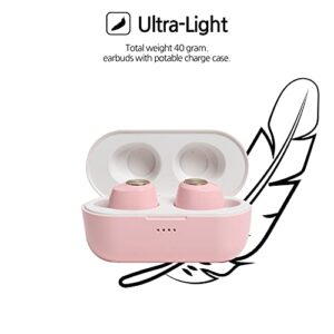 Summonerbuds NABI Pink Bluetooth 5.0 True Wireless Earbuds IPX5 Waterproof, in-Ear Earphones with Microphone, Wireless Chargable