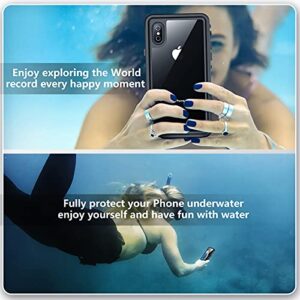 SPIDERCASE Designed for iPhone Xs Max Waterproof Case, Built-in Screen Protector Full-Body Clear Call Quality Heavy Duty Shockproof Cover Case for iPhone Xs Max 6.5’’ (Black/Clear)