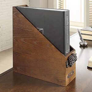 Storage Newspaper Baskets Magazine Rack File Box Desktop Office Supplies Book Box Wooden Information Rack Forest Style (Color : A, Size : 322710cm)