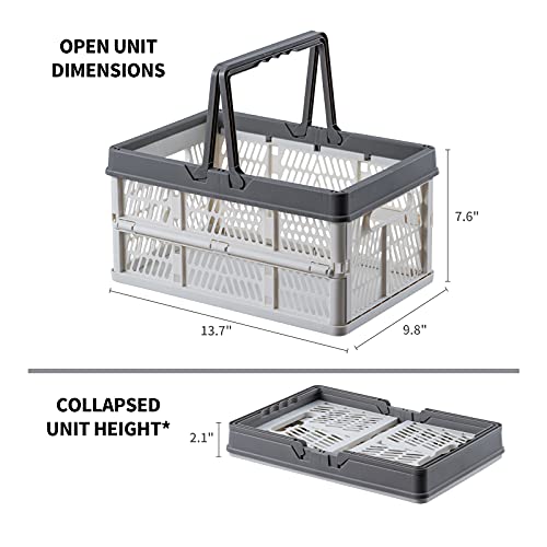 Plastic Storage Basket Collapsible Crate - Portable Shopping Basket with Handle, Durable Storage Bin, Mutli-Purpose Storage Crate for Kitchen，Bathroom，Medicine (1)