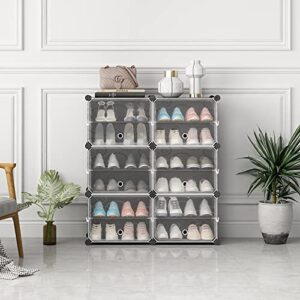 Aeitc 24 Pairs Shoe Rack Organizer Shoe Organizer Expandable Shoe Storage Cabinet Narrow Standing Stackable Space Saver Shoe Rack for Entryway, Hallway and Closet