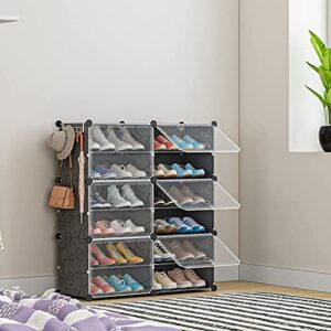 Aeitc 24 Pairs Shoe Rack Organizer Shoe Organizer Expandable Shoe Storage Cabinet Narrow Standing Stackable Space Saver Shoe Rack for Entryway, Hallway and Closet