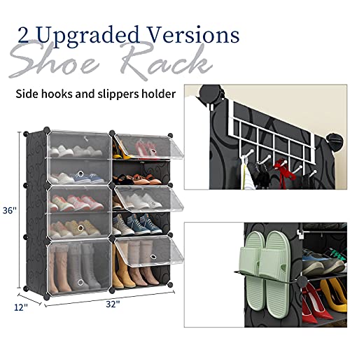 Aeitc 24 Pairs Shoe Rack Organizer Shoe Organizer Expandable Shoe Storage Cabinet Narrow Standing Stackable Space Saver Shoe Rack for Entryway, Hallway and Closet