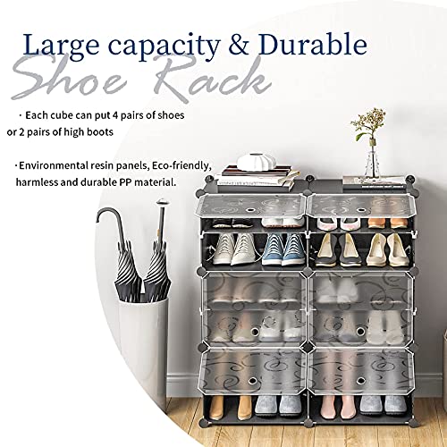 Aeitc 24 Pairs Shoe Rack Organizer Shoe Organizer Expandable Shoe Storage Cabinet Narrow Standing Stackable Space Saver Shoe Rack for Entryway, Hallway and Closet