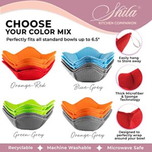 SHILA Bowl Snuggies, Colorful Set of Microwave Safe Hot Bowl Holder to Keep Your Hands Cool and Your Meal Warm, Polyester & Sponge Heat Resistant Bowl Cozies for Soup, Rice and Pasta Bowls