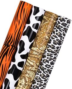 wrapaholic wrapping paper roll - animal prints design for birthday, holiday, party, baby shower present packing - 4 rolls - 30 inch x 120 inch per roll