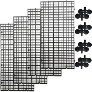 YOOHUA 4PCS Aquarium Divider Tray Plastic Grid Aquarium Egg Crate Light Diffuser, Fish Tank Divider Filter Bottom Isolation with 8PCS Sucker Clip (Black)