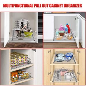 G-TING Pull Out Cabinet Organizer, Heavy Duty Under Sink Slide Out Storage Shelf Sliding Drawer Organizer for Pantry, Home, Kitchen, Bathroom, 2 Pack