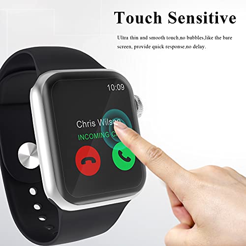 [2 Pack] Tempered Glass Screen Protector 44mm Compatible for Apple Watch Series 6/SE/5/4, EWUONU Full Coverage Waterproof 3D Curved Edge Anti-Scratch Bubble Free HD Clear Screen Film for iWatch Accessories(44mm)