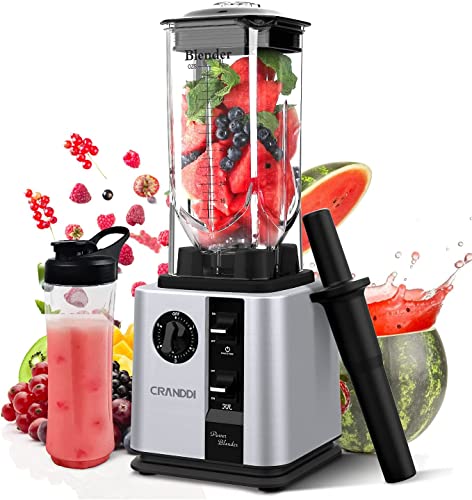 CRANDDI Professional Commercial Blender 1800W, 80oz BPA-Free jar, High-Speed blenders for Shakes and Smoothies, Variable Speed, Self-Cleaning, K95-S