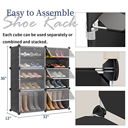 Aeitc 48-Pairs Shoe Rack Organizer Shoe Organizer Expandable Shoe Storage Cabinet Narrow Standing Stackable Space Saver Shoe Rack for Entryway, Hallway and Closet,48"x12"x48"