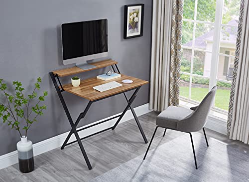 Ball & Cast Folding Computer Desk Foldable Laptop Table 2 Tiers, 32" W, Natural