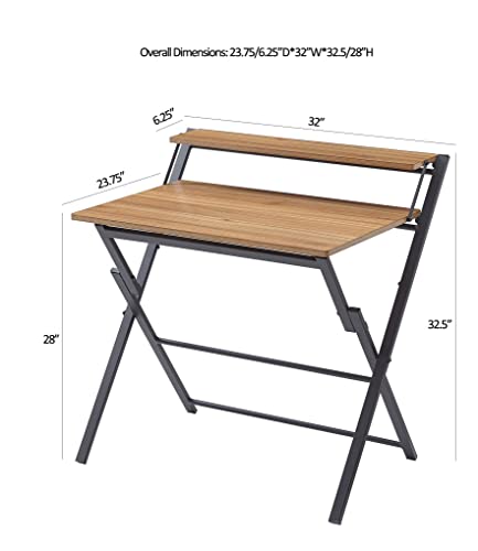 Ball & Cast Folding Computer Desk Foldable Laptop Table 2 Tiers, 32" W, Natural