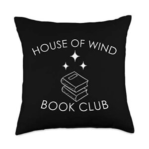 bookish gifts for book lovers creations by hallows bookworm acosf house of wind nesta night court bookish throw pillow, 18x18, multicolor