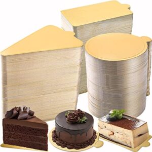 dicunoy 300pcs mini cake boards, 3" gold circle paper cupcake dessert displays base tray, mousse cake plates for parties, wedding, birthday, restaurant buffet, round, triangle, rectangular