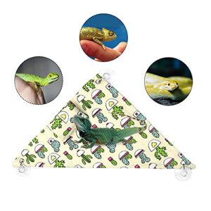 HAICHEN TEC Bearded Dragon Hammock Swing Hanging Bed Lounger Ladder with Adhesive Hooks and Suction Hook for Reptile Bearded Dragon Leopard Gecko Hamster Lizard (Cactus Pattern)