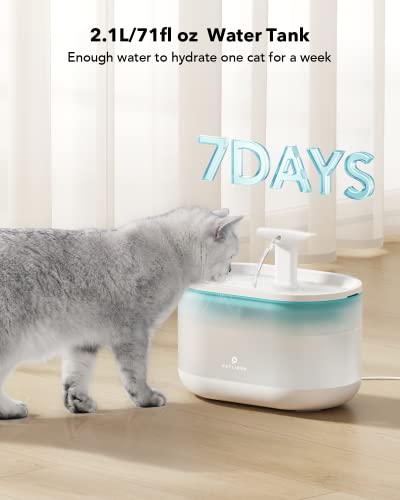 PETLIBRO Cat Water Fountain, 71fl oz/2.1L Ultra Quiet Pet Water Fountain for Cats Inside, BPA-Free, Two Flow Modes,Visible Water Level Cat Fountain Water Bowl, Dog Water Dispenser with 4 Large Filters