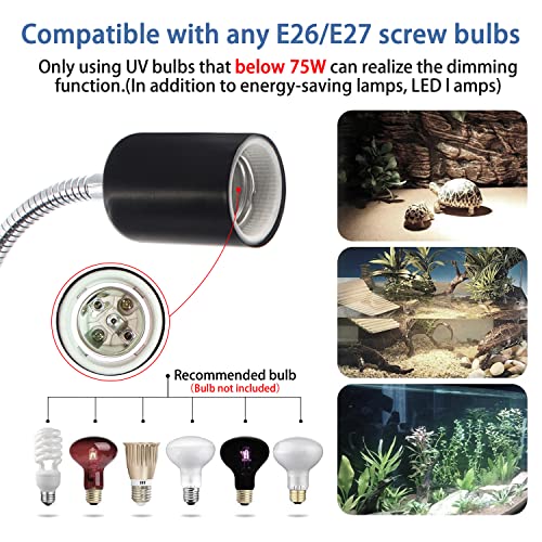 Reptile Heat Lamp,Aquarium Tank Heat Light,E26/E27 Turtle Basking Spot Lamp with Dimmable Switch,86.6in Habitat Basking Heat Lamp,Heating Lighting for Tortoise/Lizard/Amphibian/Snake/Aquarium(No Bulb)