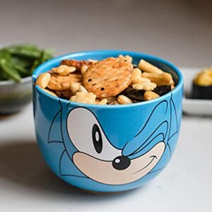 Sonic The Hedgehog Japanese Ceramic Dinnerware Set | Includes 14-Ounce Ramen Bowl and Wooden Chopsticks | Asian Food Dish Set for Home Kitchen | Fun Gamer Gifts