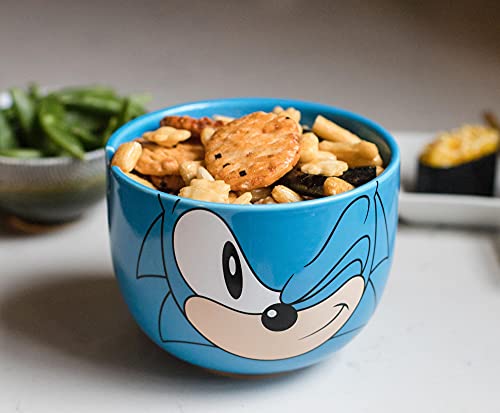 Sonic The Hedgehog Japanese Ceramic Dinnerware Set | Includes 14-Ounce Ramen Bowl and Wooden Chopsticks | Asian Food Dish Set for Home Kitchen | Fun Gamer Gifts