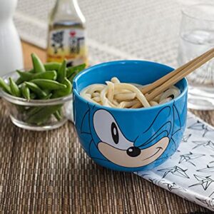 Sonic The Hedgehog Japanese Ceramic Dinnerware Set | Includes 14-Ounce Ramen Bowl and Wooden Chopsticks | Asian Food Dish Set for Home Kitchen | Fun Gamer Gifts