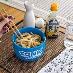 Sonic The Hedgehog Japanese Ceramic Dinnerware Set | Includes 14-Ounce Ramen Bowl and Wooden Chopsticks | Asian Food Dish Set for Home Kitchen | Fun Gamer Gifts