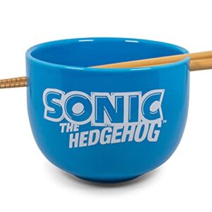 Sonic The Hedgehog Japanese Ceramic Dinnerware Set | Includes 14-Ounce Ramen Bowl and Wooden Chopsticks | Asian Food Dish Set for Home Kitchen | Fun Gamer Gifts