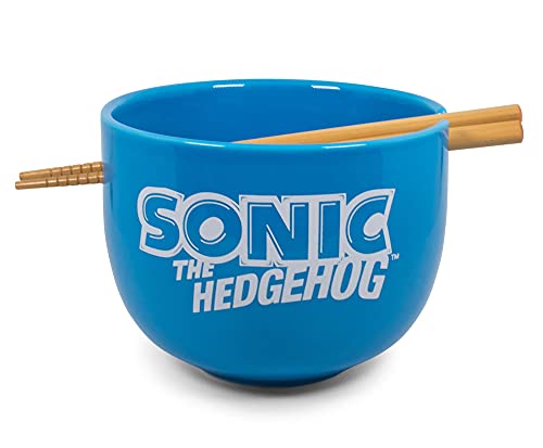 Sonic The Hedgehog Japanese Ceramic Dinnerware Set | Includes 14-Ounce Ramen Bowl and Wooden Chopsticks | Asian Food Dish Set for Home Kitchen | Fun Gamer Gifts