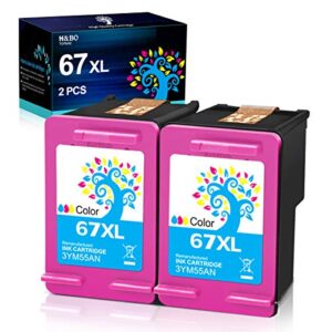 h&bo topmae remanufactured 67 color ink cartridge replacement for hp 67xl 67 xl ink cartridge for envy pro 6055 6455e 6055e 6452 6052 6075 6455 deskjet 2755e 2752 4152 4155e printer(2 color)