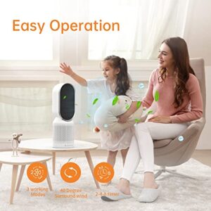 HEPA Air Purifiers for Bedroom, QUEENTY Room Air Purifier Ionizer with H13 True HEPA Filter, 40° Rotation Air Purifiers for Pets, Home, Remove 99.97% Dust Smoke Pollen Pet Dander (White)