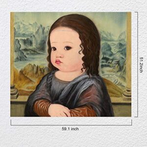 Instruban Little Girl Mona Lisa Wall Tapestry Cute Figure Painting Tapestries Decoration for Bedroom Living Room(H51.2×W59.1)